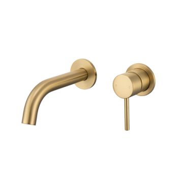 Cob & Pen Wall Basin Mixer With Spout Brushed Gold - Artline