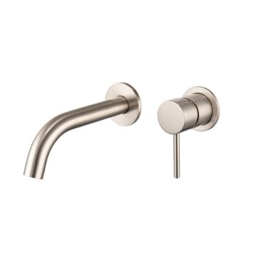 Cob & Pen Wall Basin Mixer With Spout Brushed Nickel - Artline