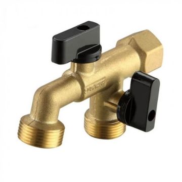 15mm 1/2" Female Dual Hose Bib 1/4 Turn Brass  