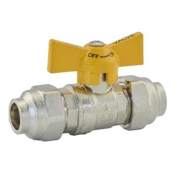 15mm 1/2" Gas Cock Ball Valve Flared Butterfly Handle AGA Approved G15 