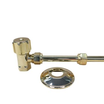 Mini Cistern Isolation Stop & Connection Gold 15mm 1/2" LF