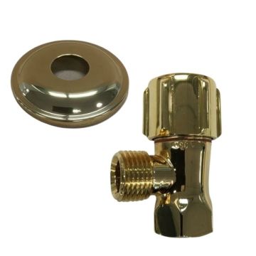 Mini Cistern Isolation Stop Gold & Cover Plate 15mm 1/2" LF  
