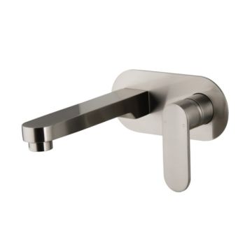 Cob & Pen Wall Basin Mixer With Spout And Plate Brushed Nickel - Spectra