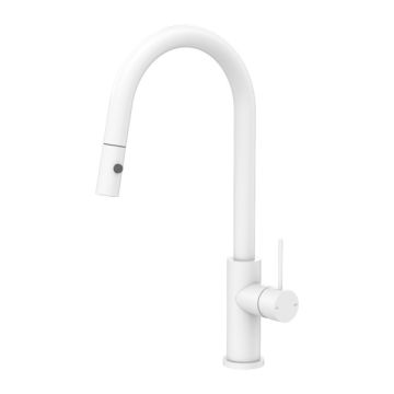 Nero Mecca Matte White Pull Out Sink Mixer With Vegie Spray NR221908MW