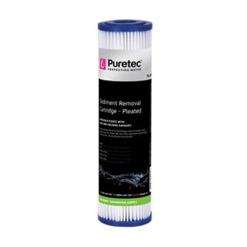 Puretec PL201 Pleated Sediment Water Filter Cartridge 2.5" x 10" 20 Micron