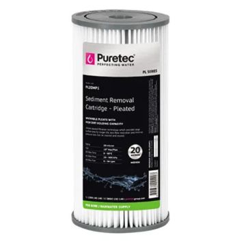 Puretec PL20MP1 Pleated Sediment Water Filter Cartridge 4.5" x 10" 20 Micron