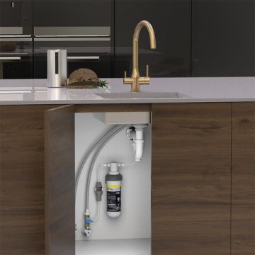 Puretec Z1-E10-BG-LF Brushed Gold Tripla Elite 3 Way Kitchen Mixer Tap & Water Filter Package