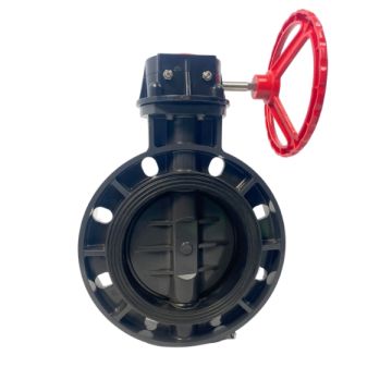 200mm 8" PVC Gear Driven Butterfly Valve Zinc Plated Shaft TBFVGD200
