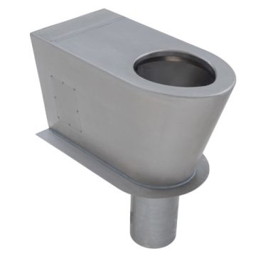 Stainless Steel Long Drop Pit Toilet Pan Wall Faced Extended Shute M-WC-SSLD