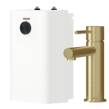 Stiebel Eltron SNU 10 Plus Brushed Gold Fixed Outlet Mixer Hot Water Heater Open Vented 208203