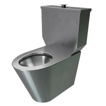 Wall Faced Ambulant Toilet Suite Close Couple P Trap Stainless Steel WC-SSACCP 