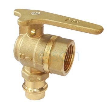 Water Meter Ball Valve Right Angle Lockable 20mm Female x Copper Press LF74139