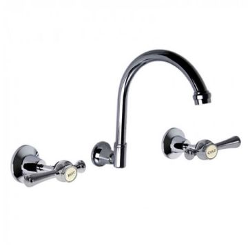 Whitehall Easy Clean Lever Wall Sink Set Ceramic Disc 1/4 Turn Swivel Outlet 2015LF