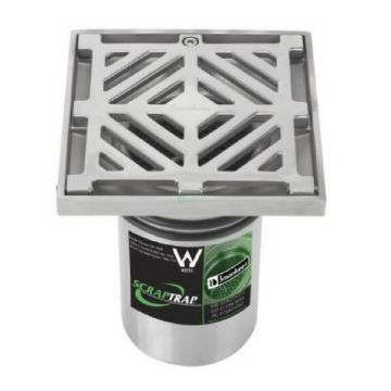 150mm Square Floor Waste With Bucket Trap Stainless Steel 304 FW-150BS