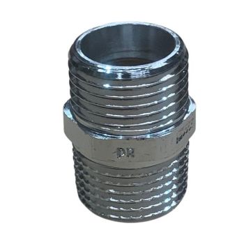 15mm 1/2" Brass Hex Nipple Chrome 