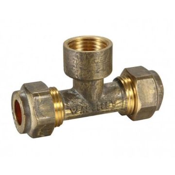 15C 1/2" X 15mm Female BSP Copper Olive Tee DUT Compression