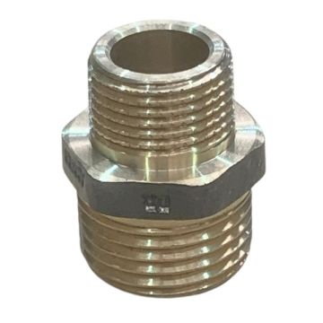 15mm 1/2" X 10mm 3/8" Brass Hex Nipple BSP 