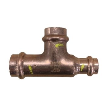 20mm X 20mm Centre X 15mm 1/2" Reducing Tee Gas Copper Press