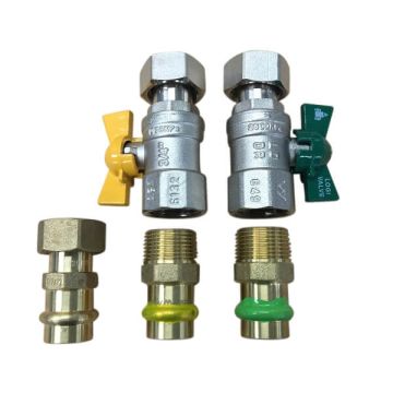 20mm Copper Press Swivel Nut Ball Valve Kit Gas & Water