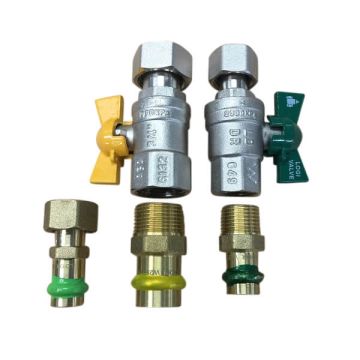 20mm X 15mm 1/2" Copper Press Swivel Nut Ball Valve Kit Gas & Water