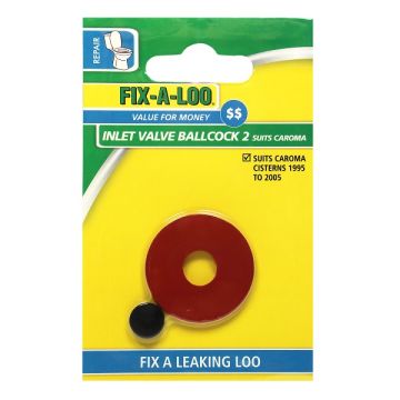 Fixaloo #2 Suit Caroma Ballcock Washer Red (Card) 226150 