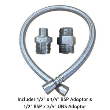 Pre Rinse Hose Suit Fisher 900mm x 1/2" BSP & Adaptors 3Monkeez T-3M2914-S-A