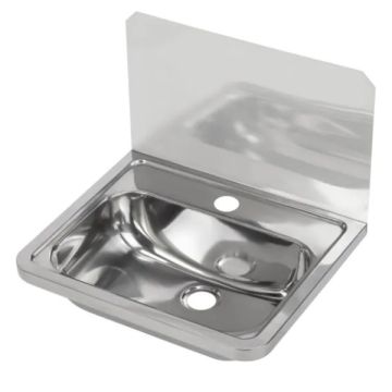 Wall Mounted Hand Basin With Splashback Stainless Steel 1 Centre Tap Hole HB300SB-1TH