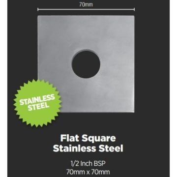 15mm 1/2" BSP 70mm X 70mm Square Stainless Steel Cover Plate CSQSS12BSP  