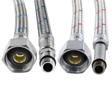 Mixer Tap Hoses Stainless PEX Core M10 Male X 1/2" BSP Female 350mm 8WPM0350P-1