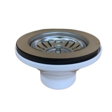 90mm X 50mm SHORT PVC Sink Basket Plug & Waste Stainless Steel  
