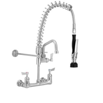 3Monkeez Cafe Exposed Wall Mount Pre Rinse Tap 6" Pot Filler & Spray T-3M53449-C