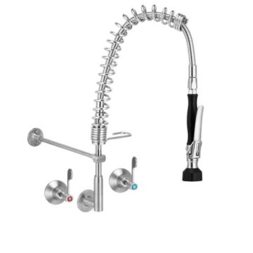 3Monkeez Cafe Wall Mount Pre Rinse Tap & Spray With 1/4T Wall Stops T-3M53810-C