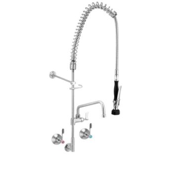3Monkeez Wall Mount Pre Rinse Tap 12" Pot Filler & Spray With 1/4T Wall Stops T-3M53822
