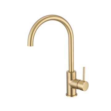 Cob & Pen Cold Start Gooseneck Sink Mixer Brushed Gold - Artline Lead Free