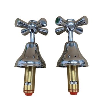 Easytap EP8013 1/4 Turn Cross Basin Tap Top Assemblies Chrome Deep Seat 52mm (Pair)  