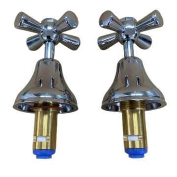 Easytap EP8075 1/4 Turn Cross Basin Tap Top Assemblies Chrome Deep Seat 48-55mm (Pair) 