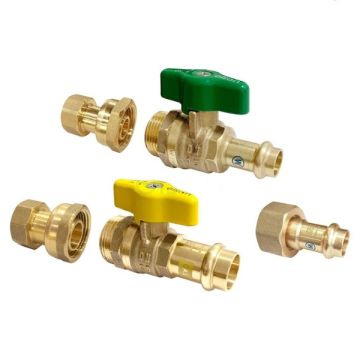 Elson LF73723 Press Union Ball Valve Hot Water Kit Gas 20mm - Water 20mm x 15mm