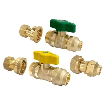 Elson LF73729 Flared Union Ball Valve Hot Water Kit Gas 20mm - Water 20mm x 15mm