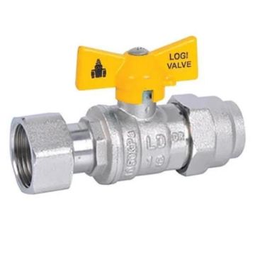 20mm Female BSP X 1/2" Flare Swivel Nut Ball Valve Butterfly Handle Gas Approved H20G2015