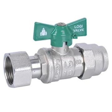 20mm Female BSP X 1/2" Flare Swivel Nut Ball Valve Butterfly Handle Watermark H20W2015 