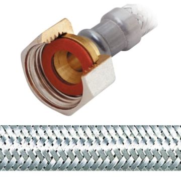 1000mm X 20mm F x F BSP Flexible Water Hose Stainless Braided EPDM 