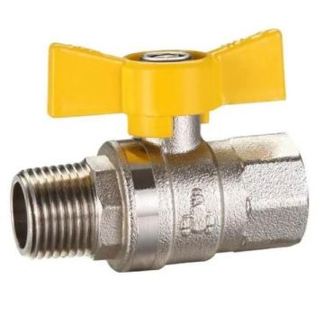 15mm M&F Gas Cock Ball Valve Butterfly Handle AGA Approved 1/2" BSP WB15M
