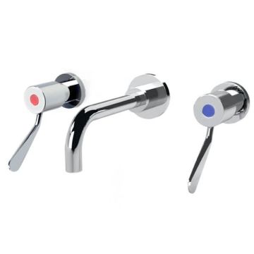 Gentec Cleanline 100mm Lever Wall Mount Basin or Bath Set 192mm Fixed Spout 5 Star 6L/Min CL10040