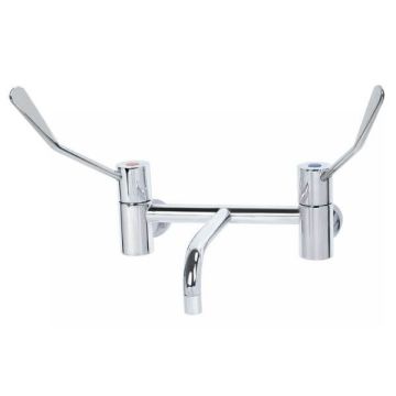 Gentec Cleanline 150mm Lever Wall Mount Exposed Set 165mm Fixed Spout 5 Star 5.5L/Min CL15012