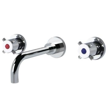 Gentec Cleanline Capstan Wall Mount Basin or Bath Set 192mm Fixed Spout 5 Star 6L/Min CAP0040