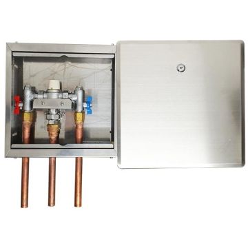 Gentec Flomix MVS50153 Thermostatic Mixing Valve Recessed In Stainless Box 3 Hole