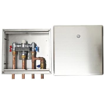 Gentec Flomix MVS50154 Thermostatic Mixing Valve Recessed In Stainless Box 4 Hole