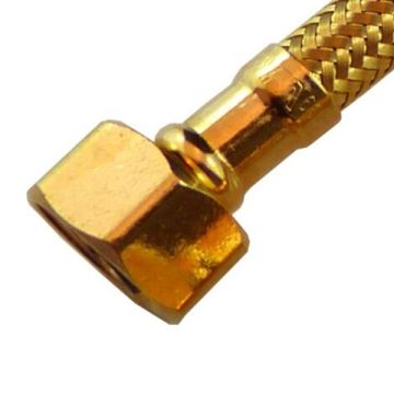 Gold Flexible Water Hose Connector 450mm Female BSP 15mm 1/2"