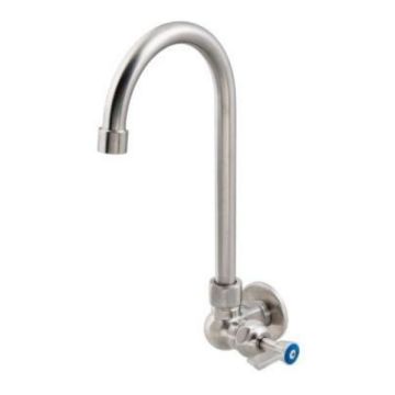 Guardian Single Wall Mount Tap With 12" Gooseneck Spout Stainless T-3MSWG12