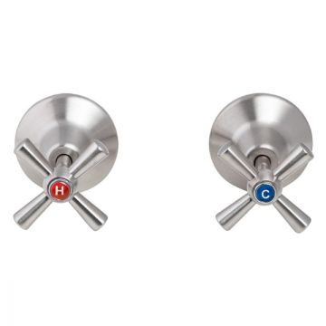 Guardian Cross Handle Wall Top Assemblies 1/4 Turn Ceramic Disc Stainless Steel (Pair) T-3M60300 